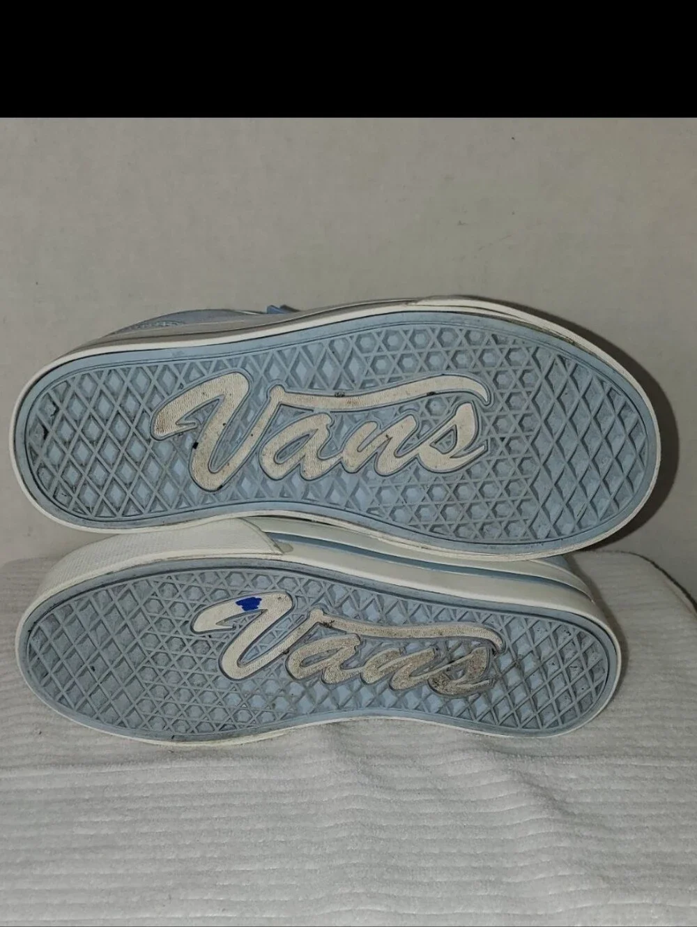 VINTAGE Vans Dream Blue/White Platform Fashion Sneakers with Ribbon Laces Size 7